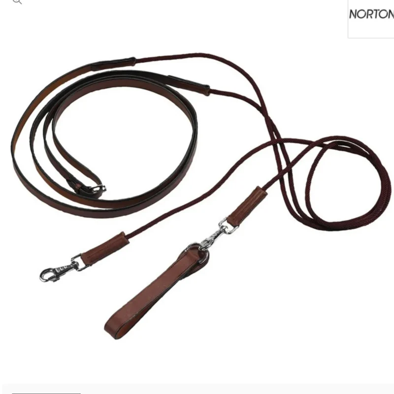 NORTON PRO Draw reins, leather/rope Full